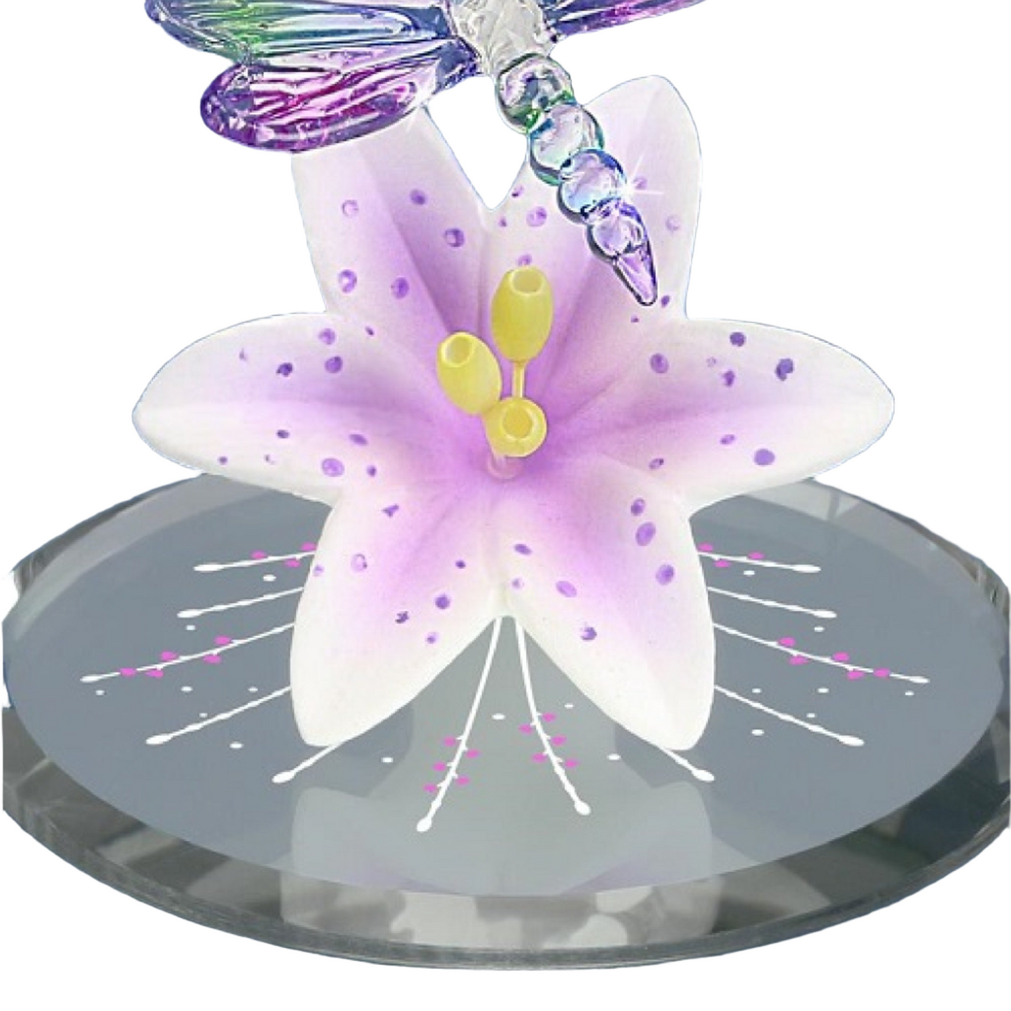 Glass Baron Small Dragonfly Lavender Lily Figurine
