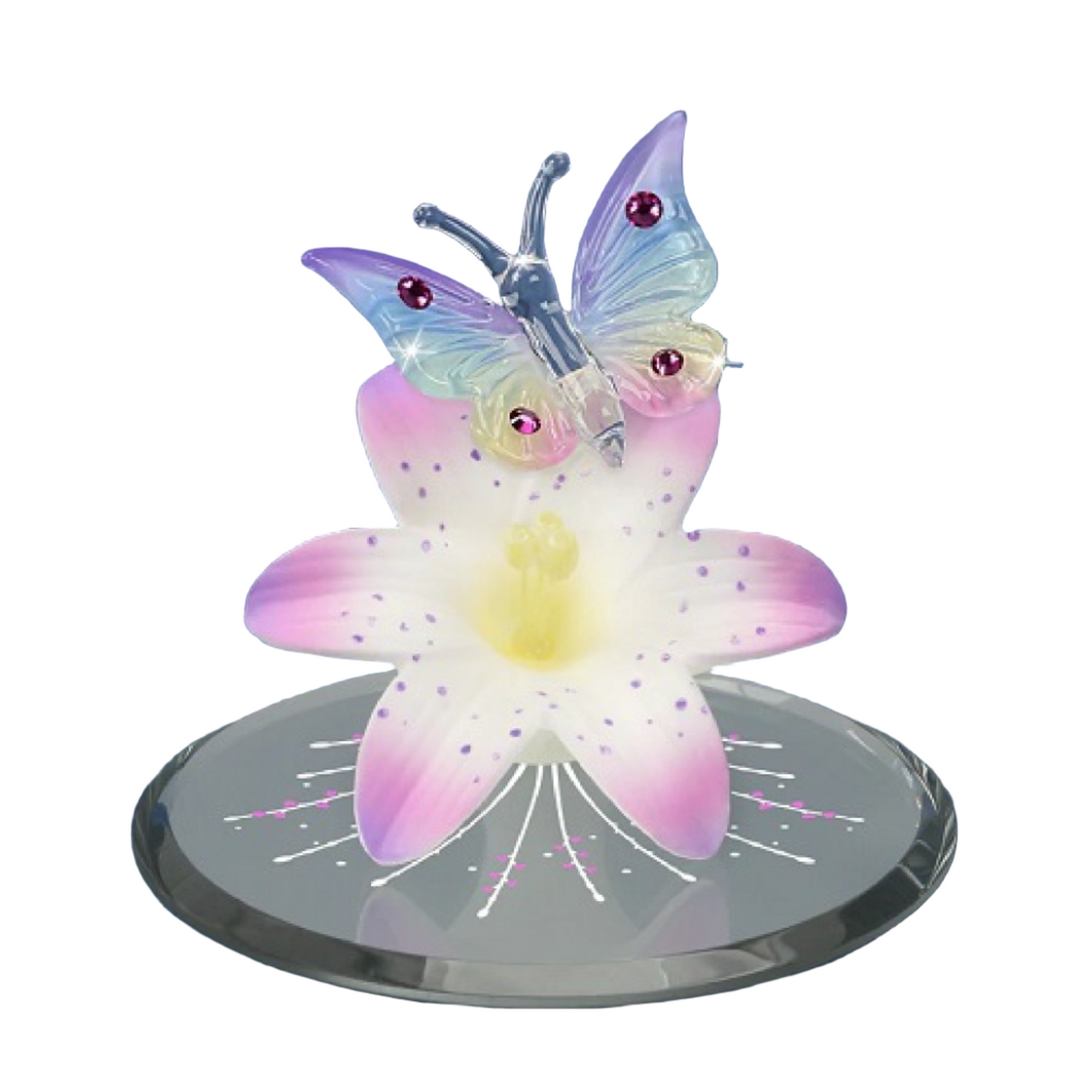 Glass Baron Butterfly Mirrored Lily Figure