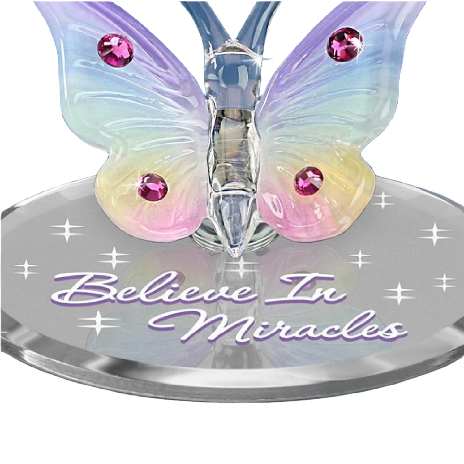 Glass Baron Crystal Butterfly "Believe in Miracles" Figure