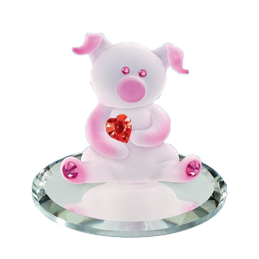 Glass Baron Loveable Pig Figurine
