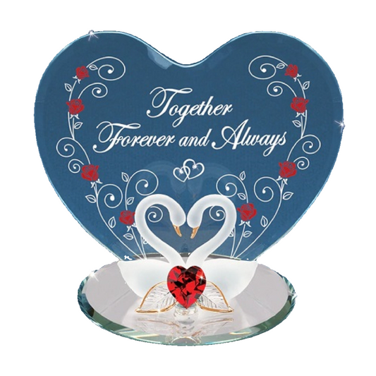 Glass Baron Swan Plaque - Together Forever and Always