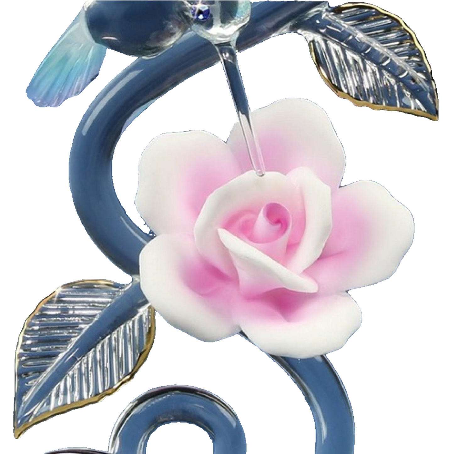 Glass Baron Hummingbird With Rose Vine