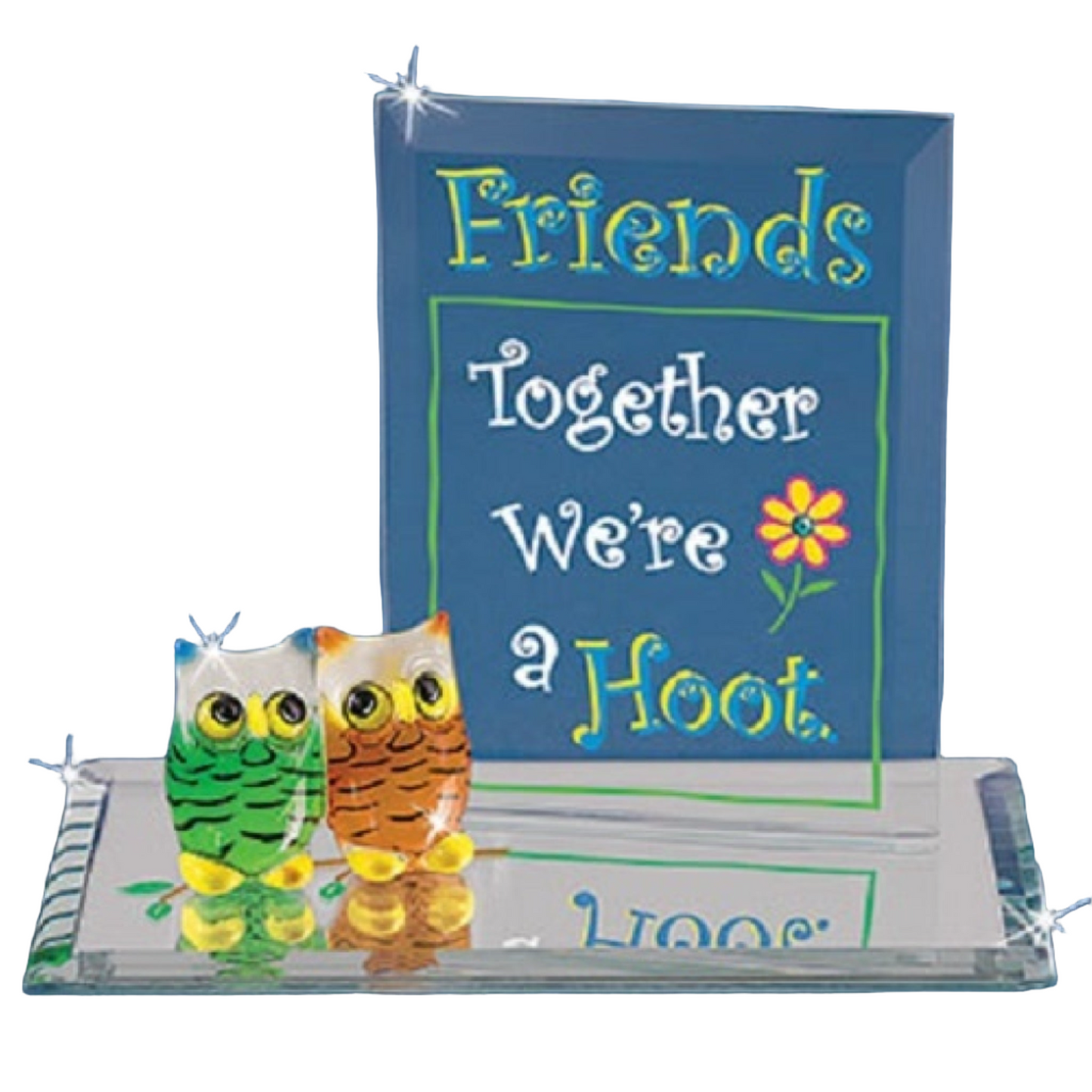 Glass Baron "We're A Hoot"Owl Friends Figurine Plaque