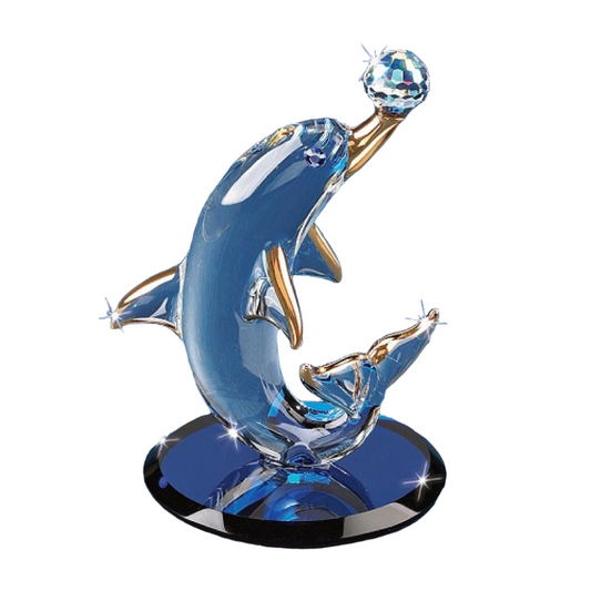 Glass Baron Dolphin Balancing Crystal Ball Figure