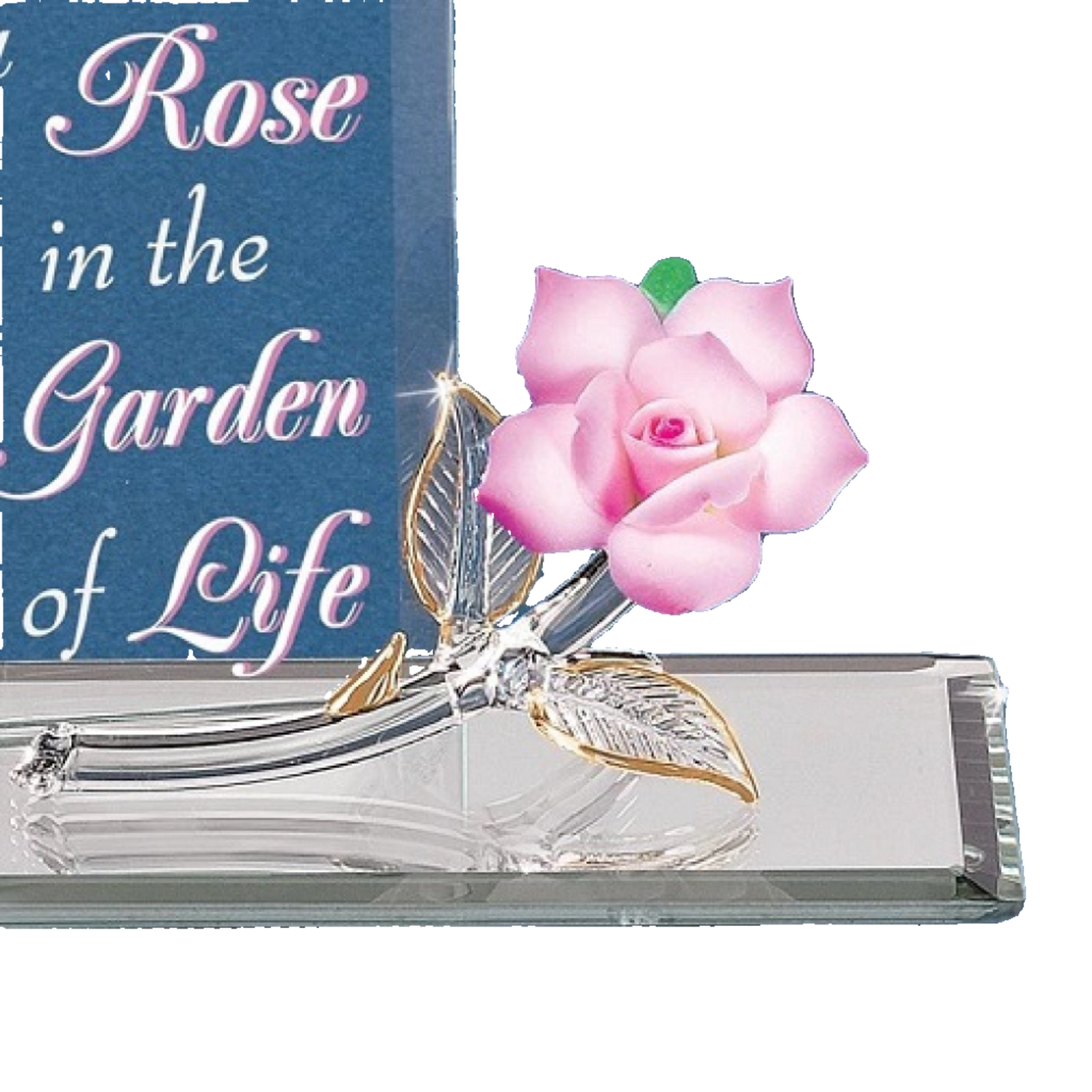 Glass Baron Mom Garden Of Life Pink Rose Figure Plaque