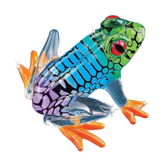 Glass Baron Island Hopper Frog Rainbow Figurine