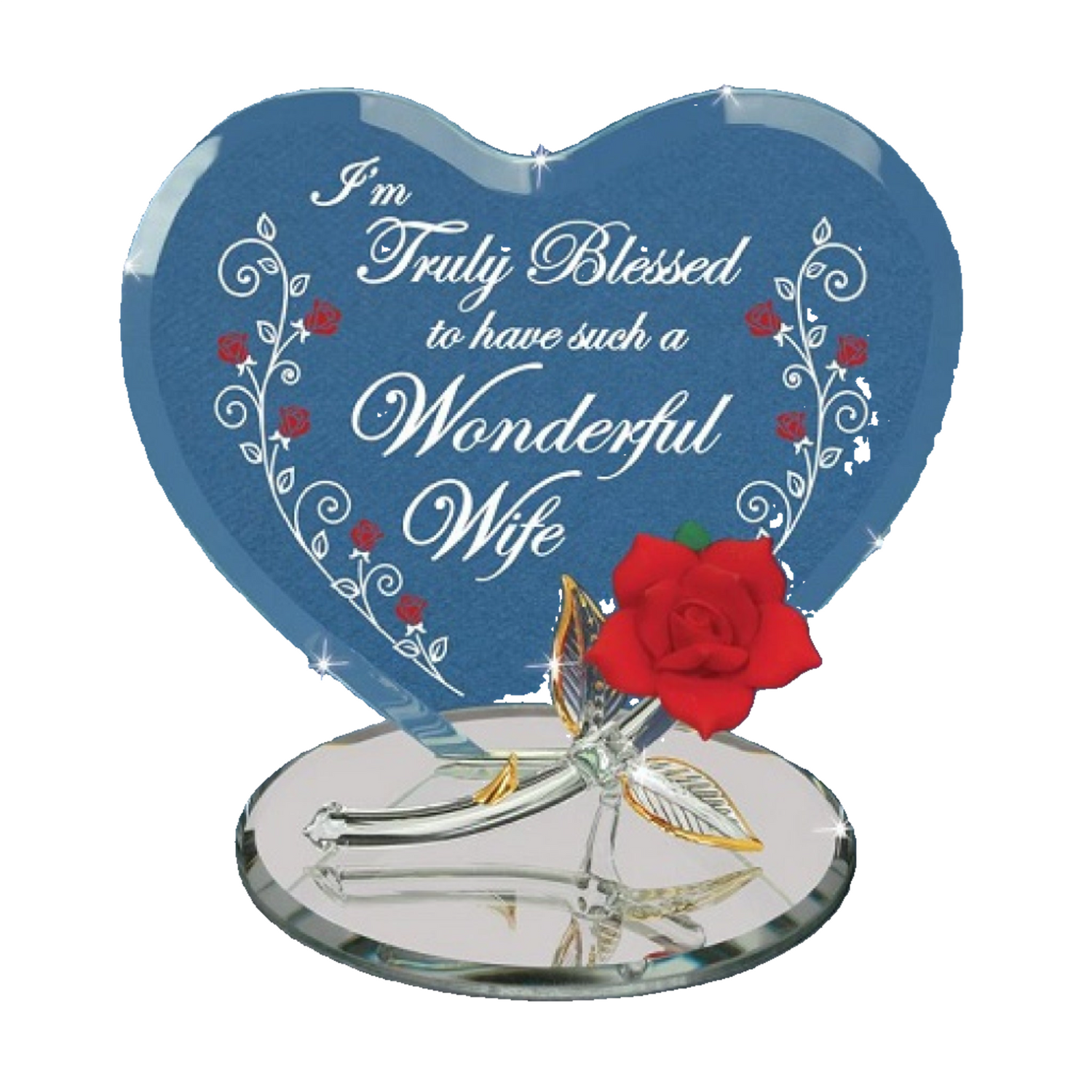 Glass Baron "Truly Blessed... Wife" Red Figure Plaque