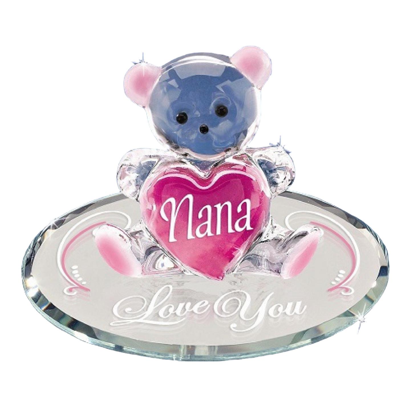 Glass Baron "Nana, I Love You" Bear Pink Figure