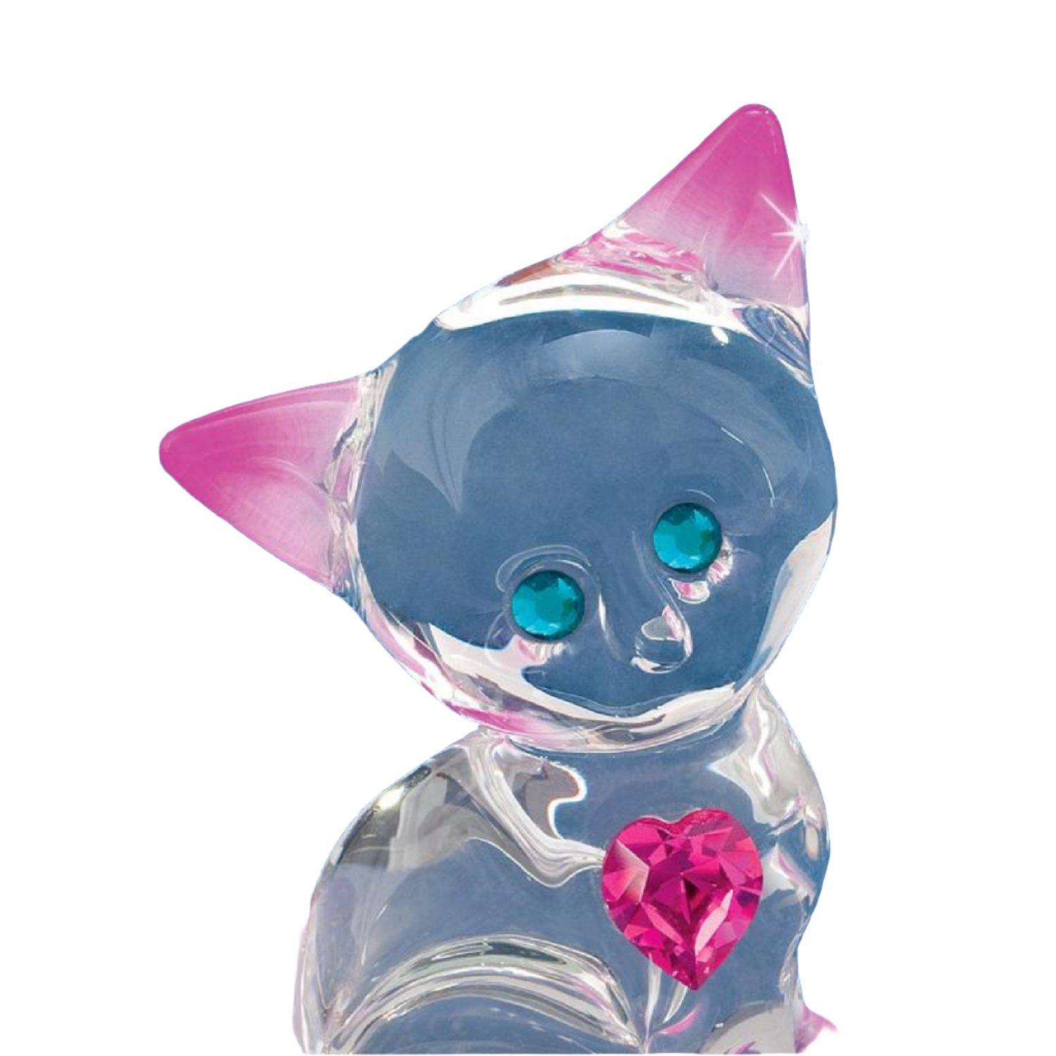Glass Baron Crystal Kitty Heart Figurine