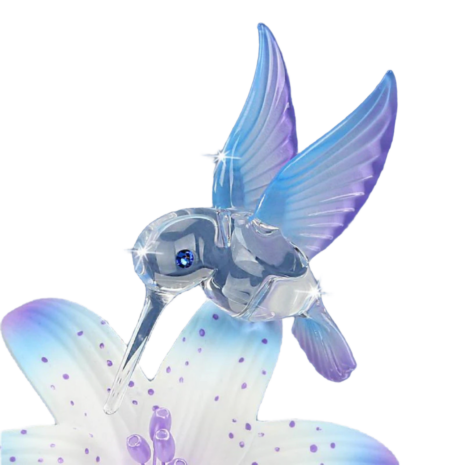 Glass Baron Blue Hummingbird and Lily Figure