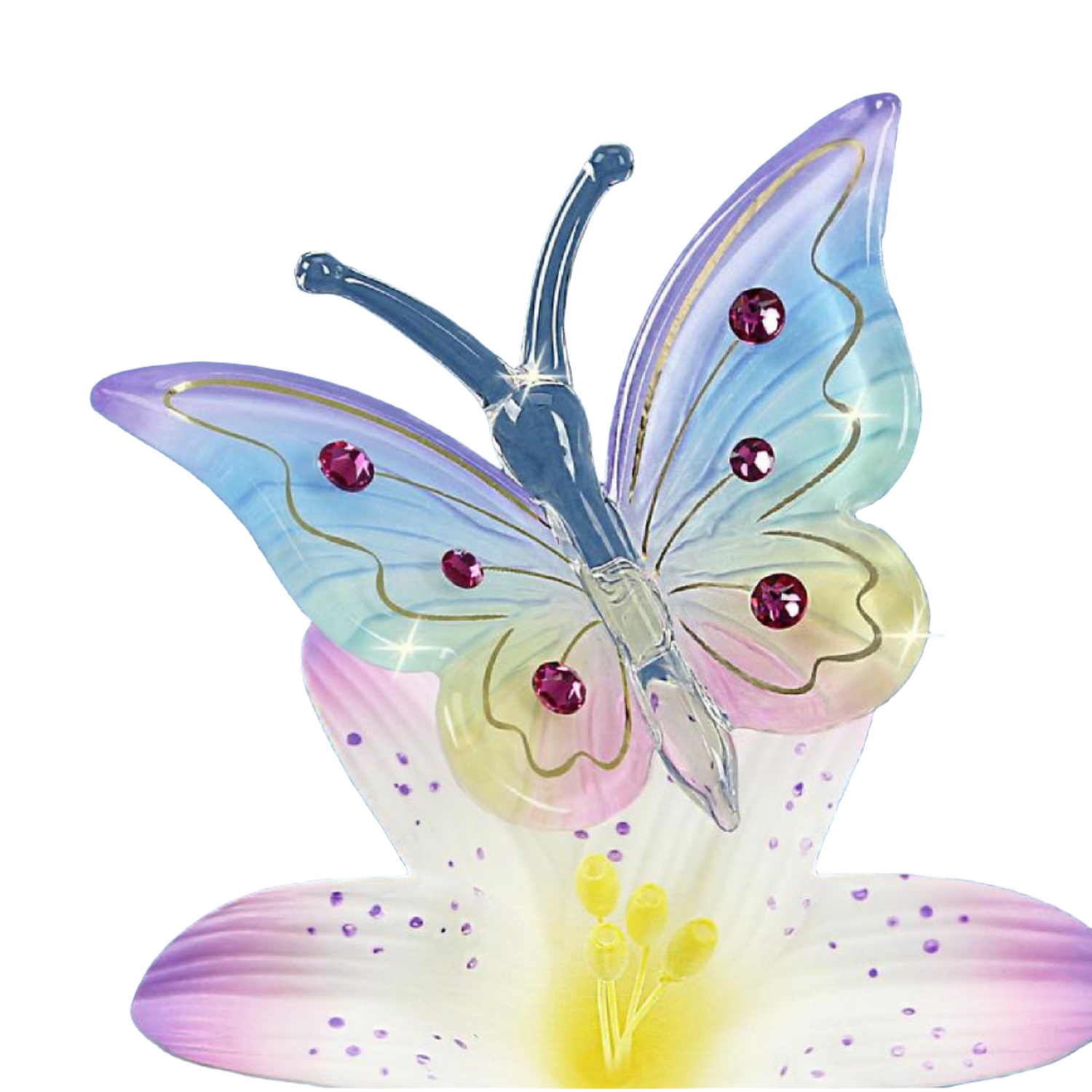 Glass Baron Butterfly and Lavender Lily Figurine