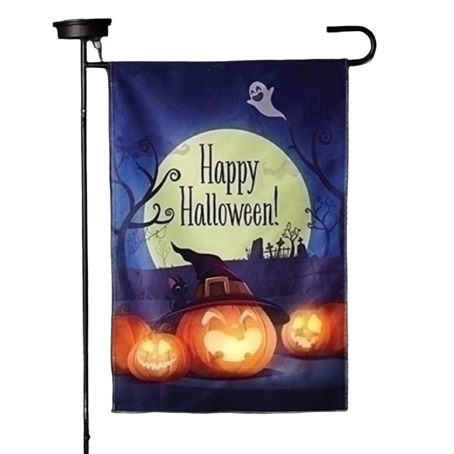 Roman 5 Solar Light Halloween Outdoor Decorative Flag with Yard Stake 39" H