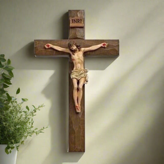 Roman 12" Driftwood Textured Crucifix