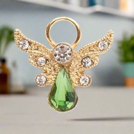 Roman Birthstone Angel Pin August Peridot