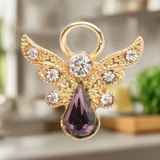 Roman Birthstone Angel Pin February Amethyst