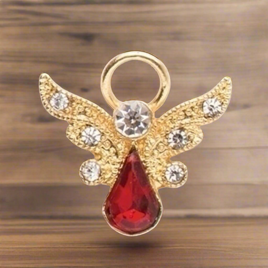 Roman Birthstone Angel Pin January Garnet