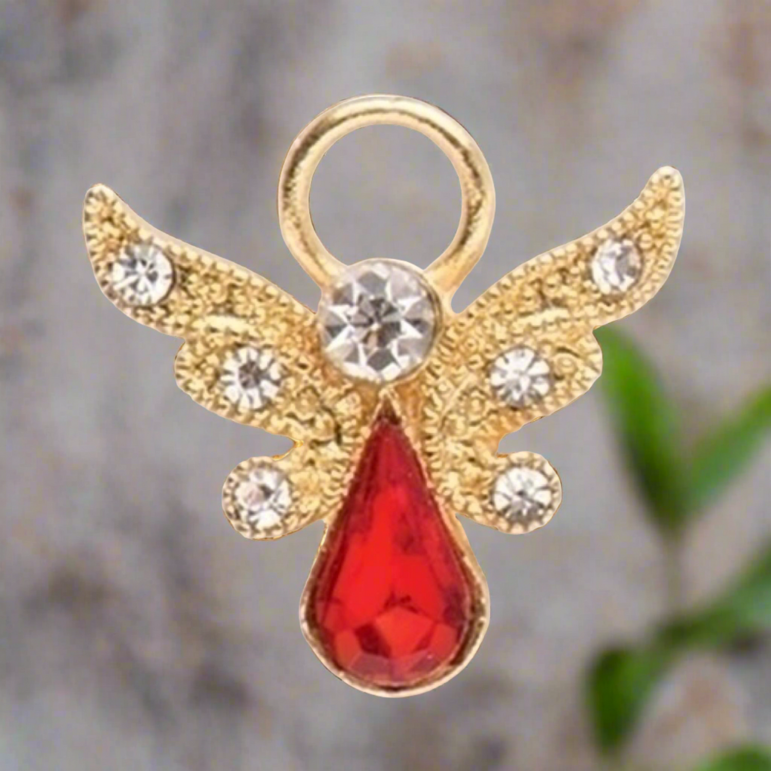 Roman Birthstone Angel Pin July Ruby