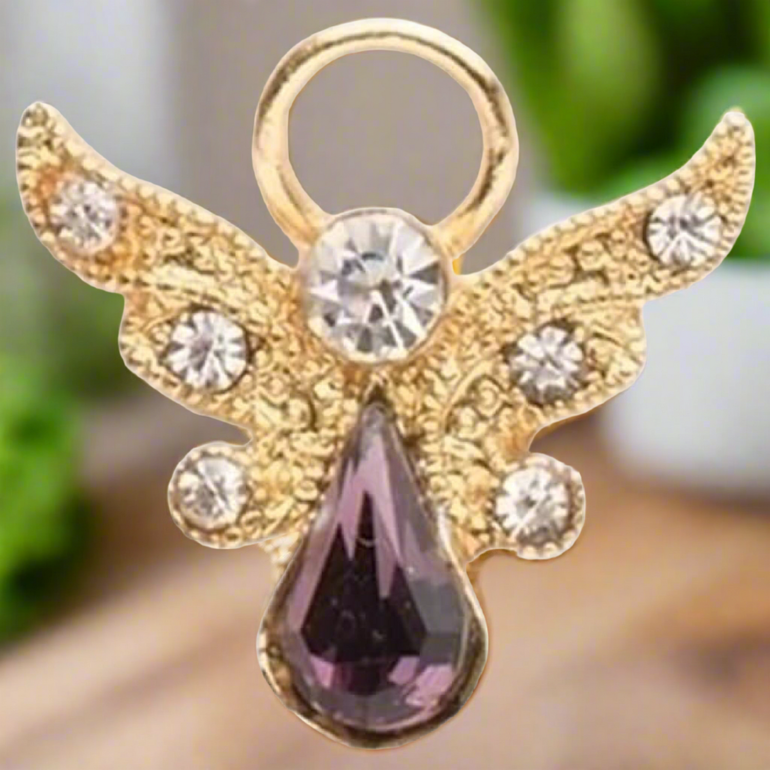 Roman Birthstone Angel Pin June Alexandrite