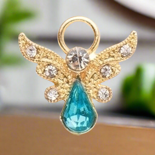 Roman Birthstone Angel Pin March Aquamarine