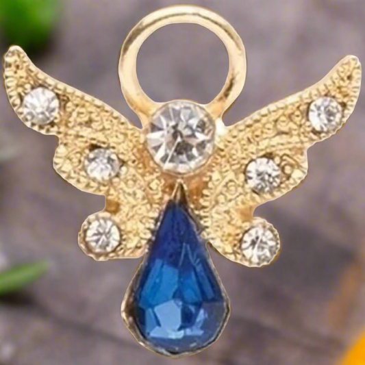 Roman Birthstone Angel Pin September Sapphire