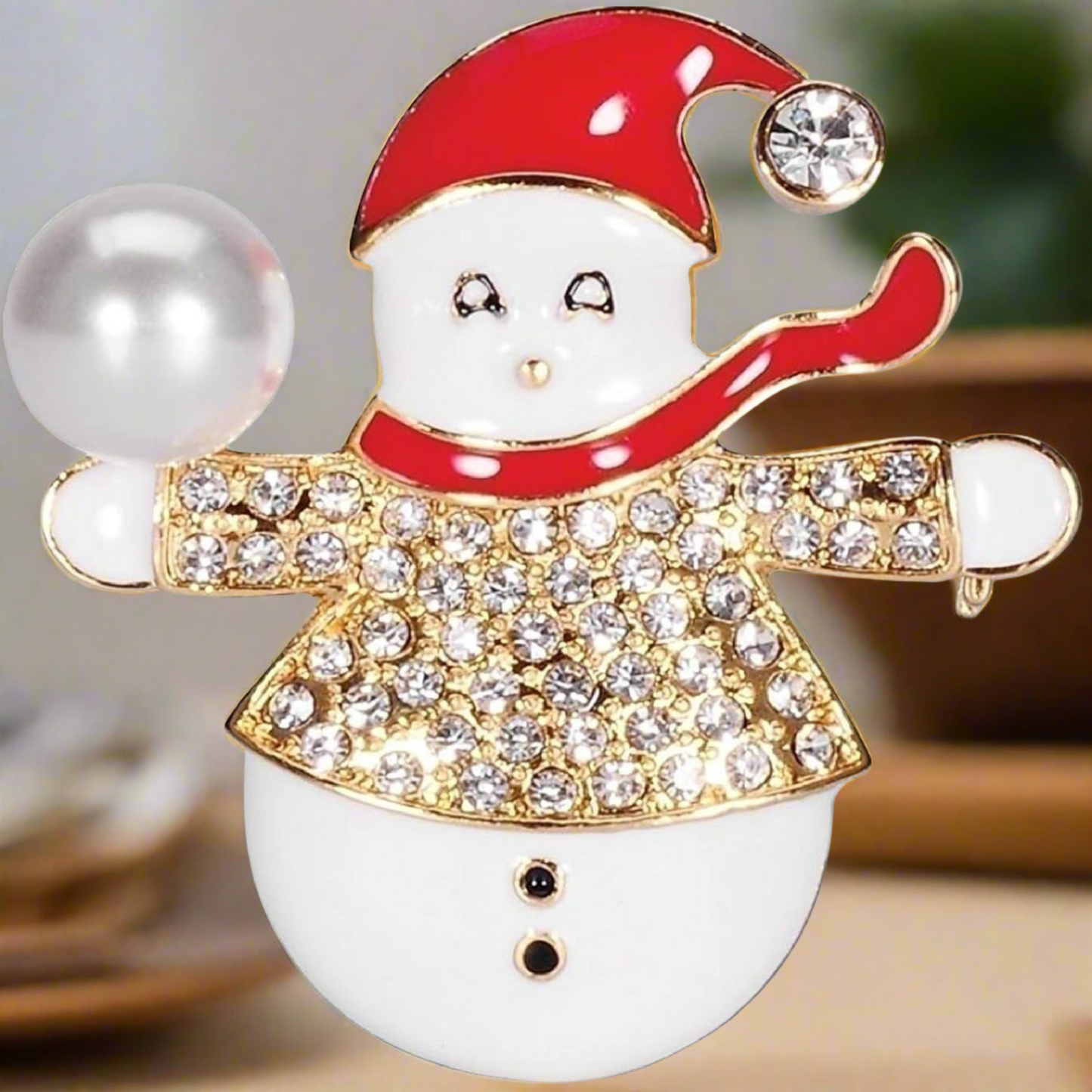 Roman Christmas Snowman with Snowball Pin