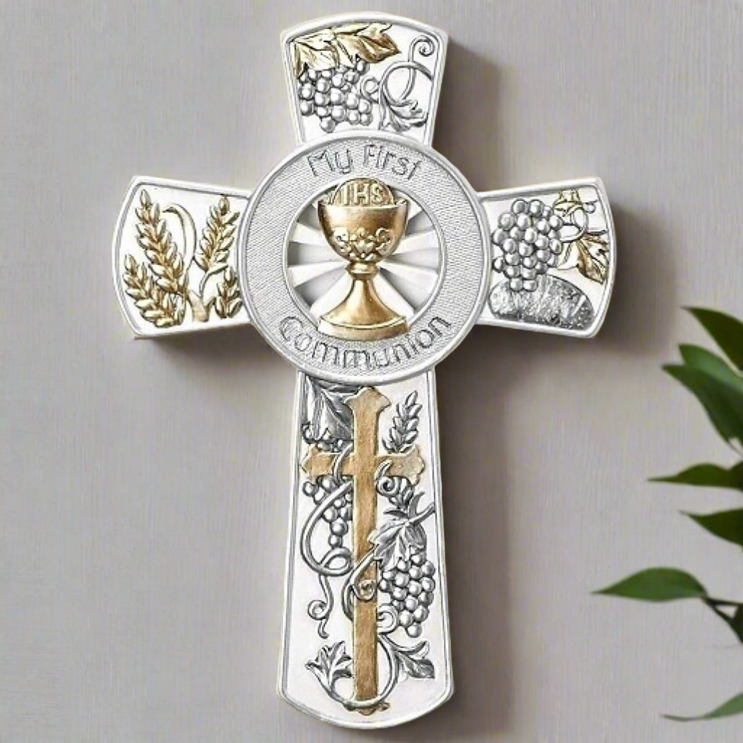 Roman First Communion Wall Cross Eucharist Chalice