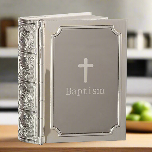 Silver Bible Baptism Keepsake Box - 3.5"