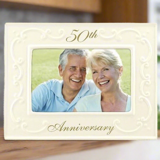 Malden Glazed Ceramic 50th Anniversary Picture Frame 4x6