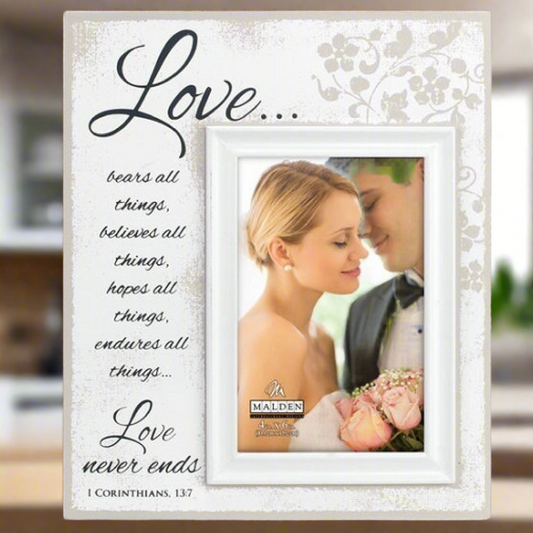 Malden 4x6 Love White Scripts Wedding Photo Frame