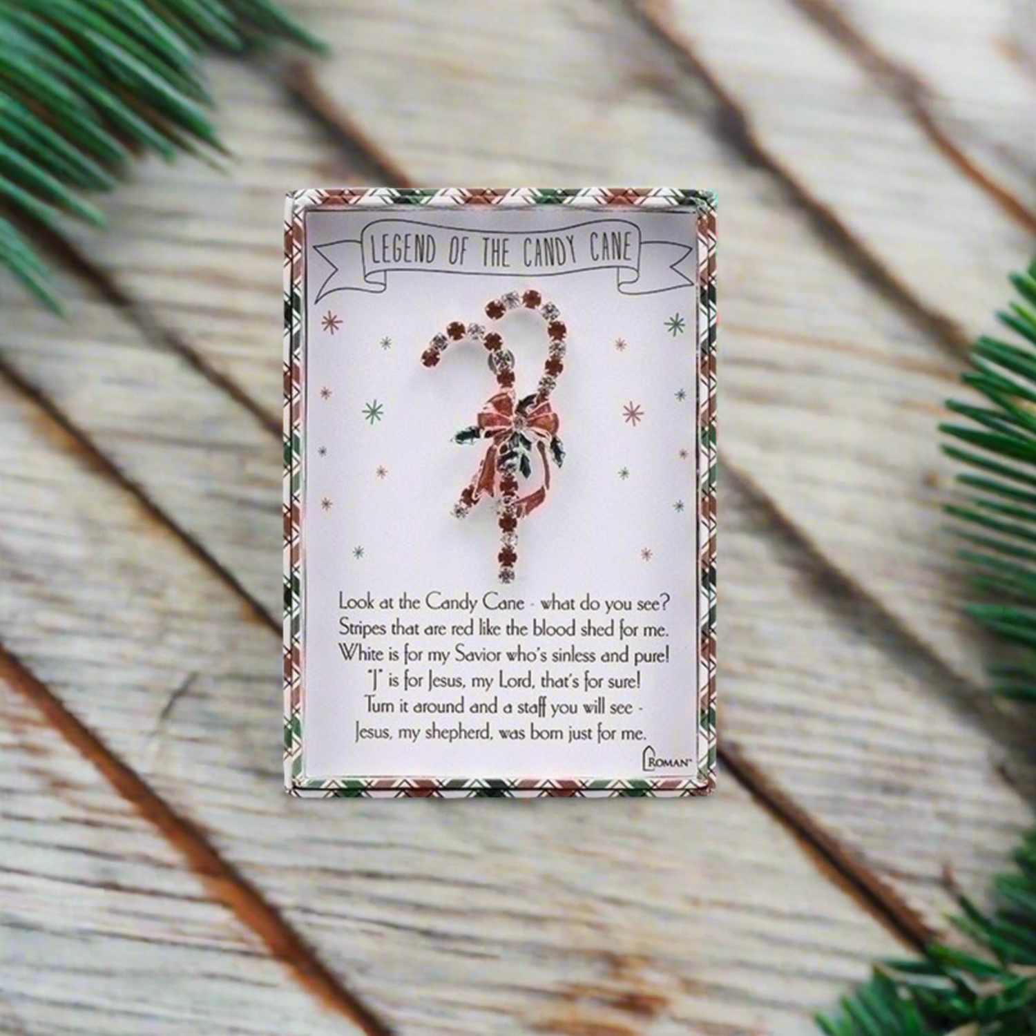 Roman Candy Cane Story Pin 2.5" With Gift Box