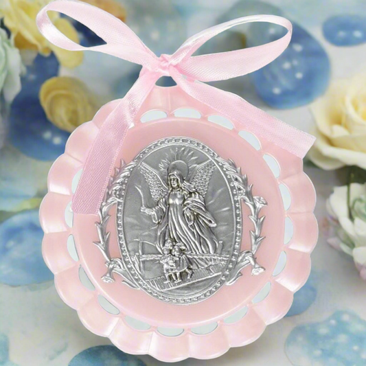 Roman Pink Cradle Medal Guardian Angel