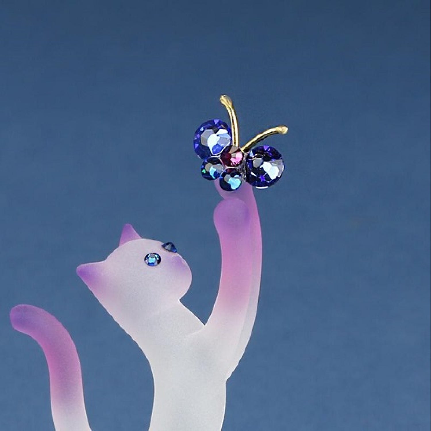 Glass Baron Princess Cat with Butterfly Figurine