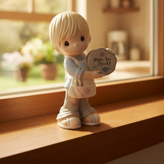 Precious Moments "Mom, You Rock!" Blonde Boy Figurine