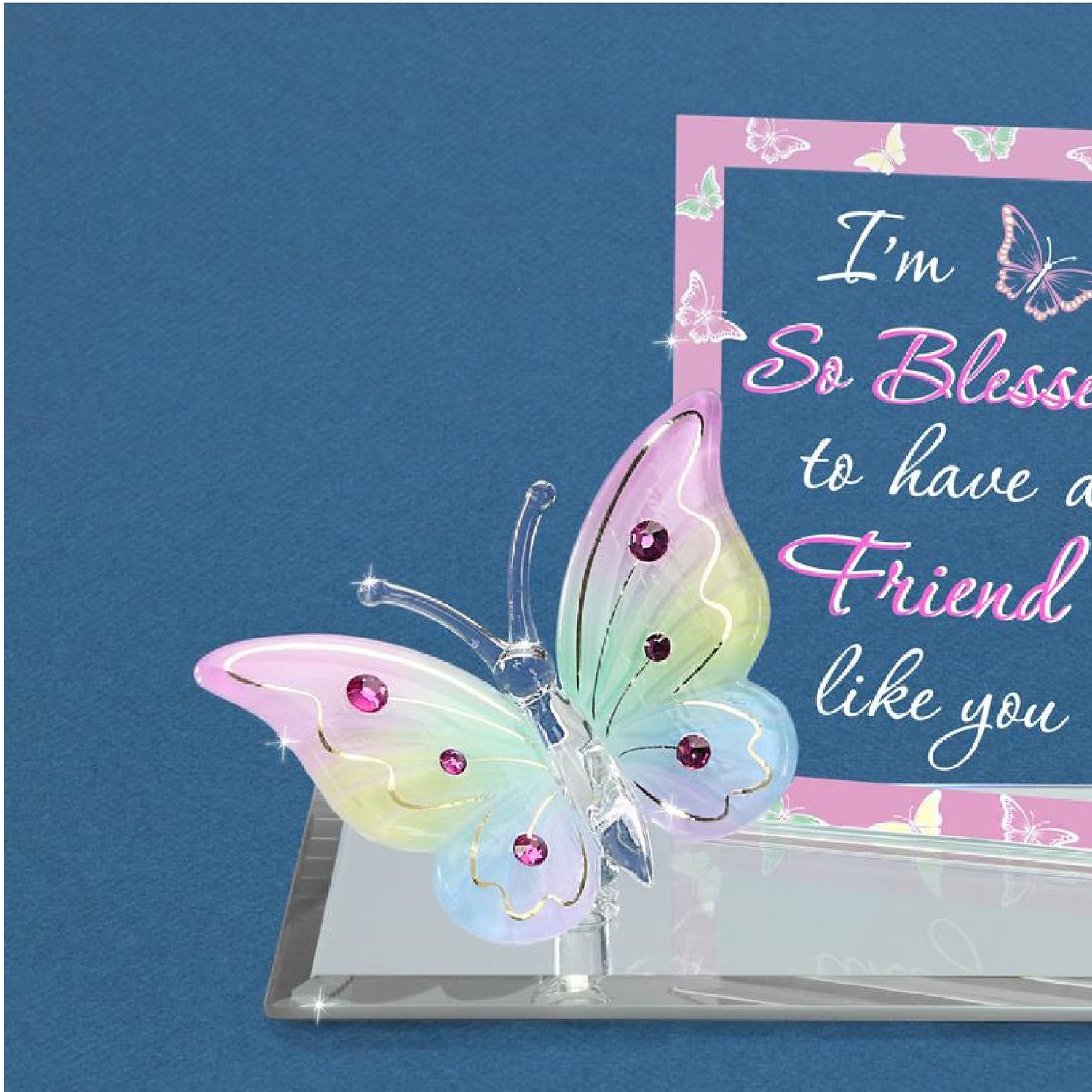 Glass Baron Butterfly "So Blessed Friend" Figure Plaque