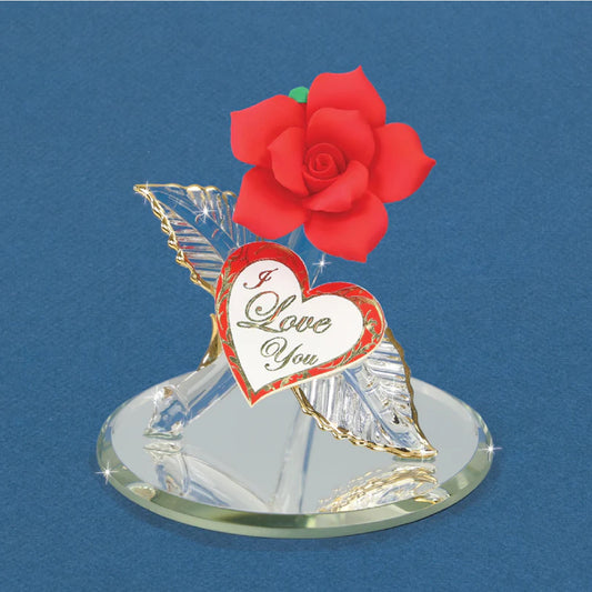 Glass Baron Rose "I Love You", Red Rose Figure