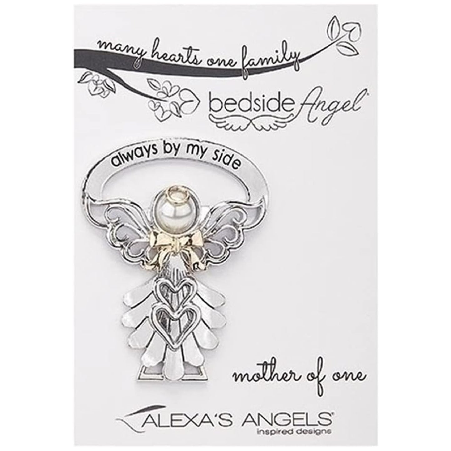 Roman 223600 Many Hearts Mother of One Bedside Angel, Carded, 2.5-inch Height, Zinc Alloy