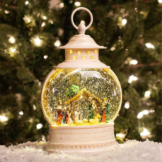 Roman Nativity Scene LED Lantern Dome Snowglobes
