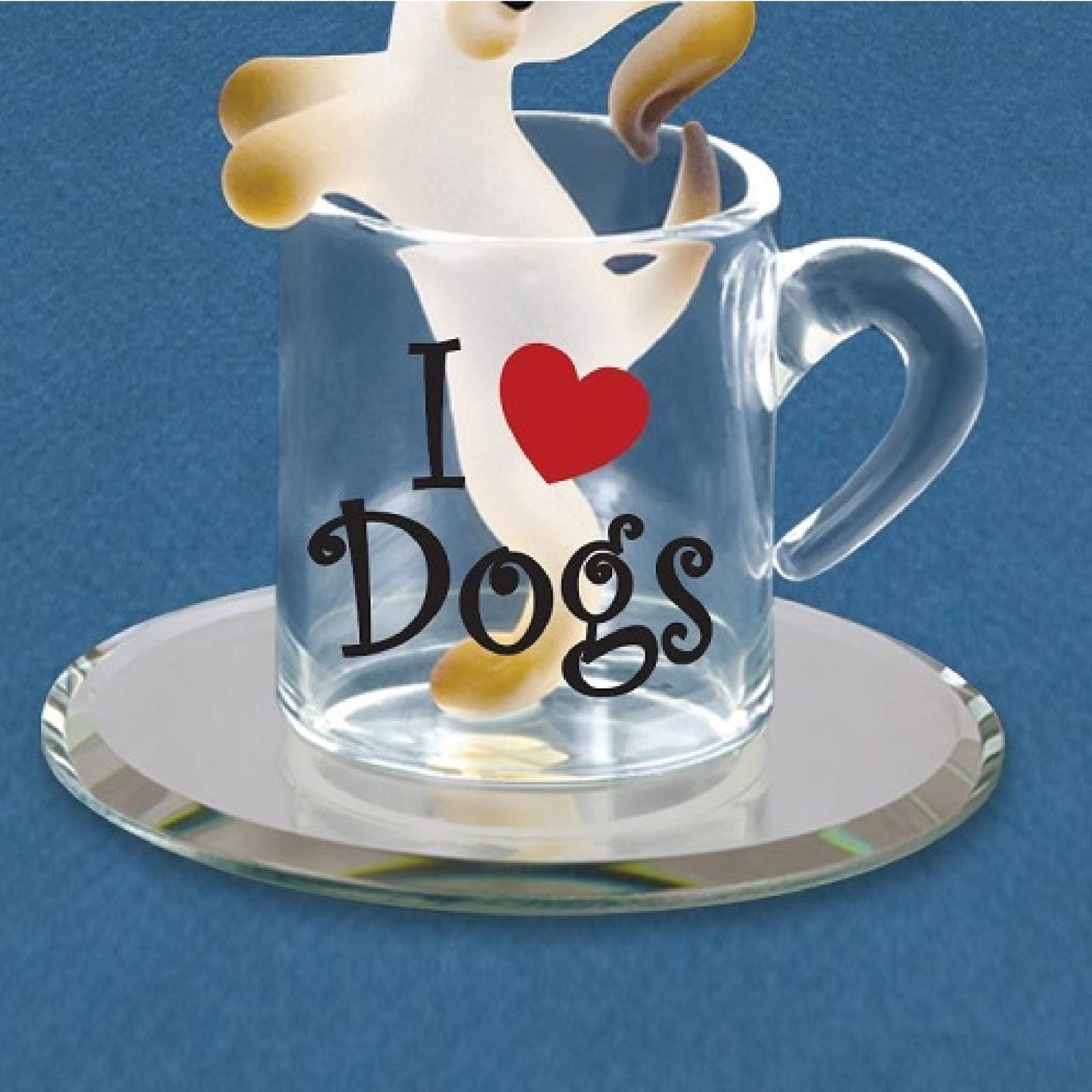 Glass Baron Tiny Pup In A Cup Figurine