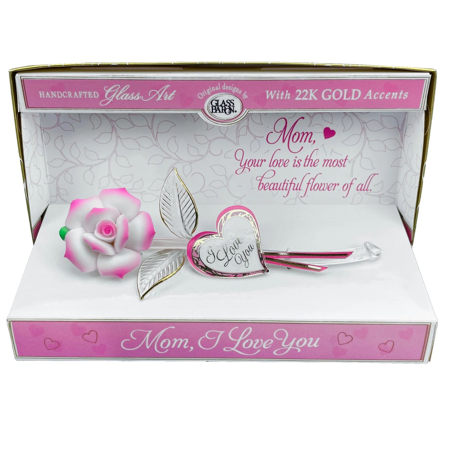 Keepsake Box Pink Rose, Mom-Beautiful Flower by Glass Baron