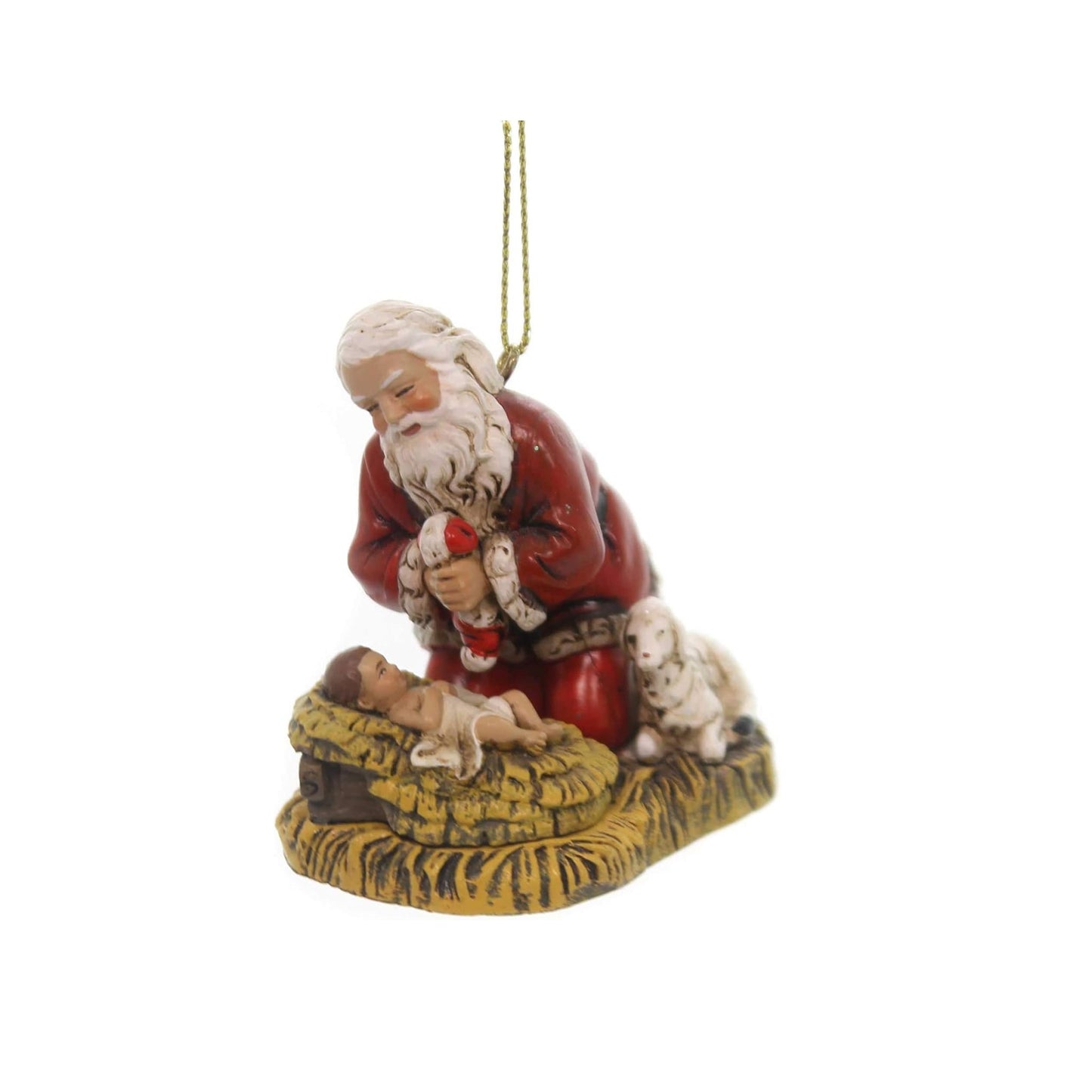 Kneeling Santa with Baby Jesus Ornament