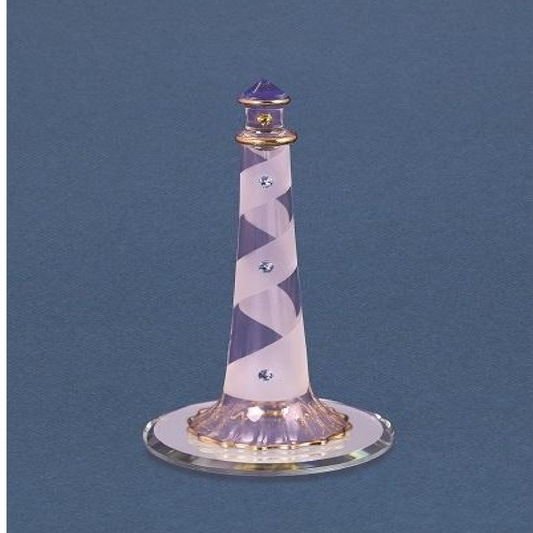 Glass Baron Lighthouse Blue Crystals Figure