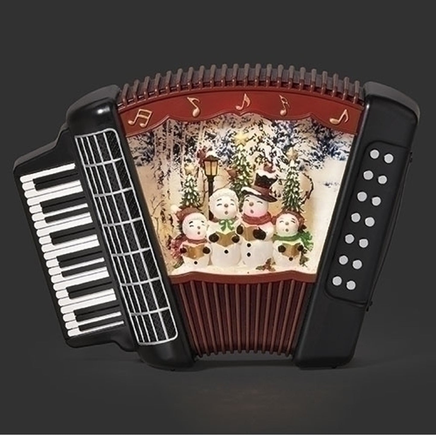 Snowmen Carolers Snowglobe Lighted Swirl Accordion by Roman