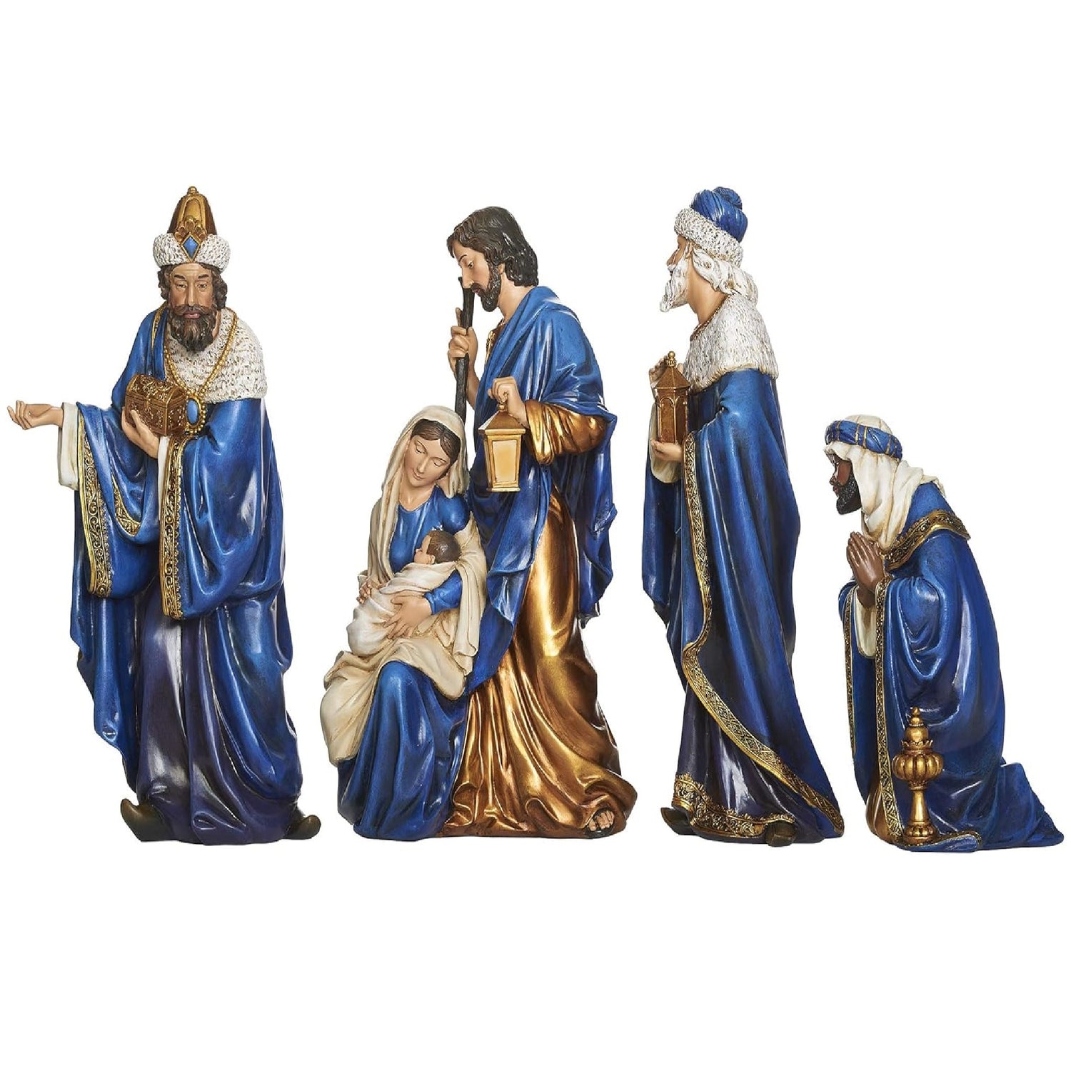 Nativity 4 Piece Set Blue & Gold by Josephs Sudio