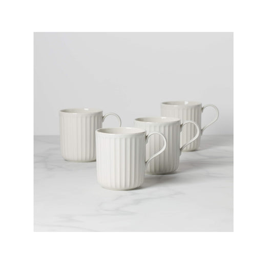 French Perle Scallop 4-Piece Mug Set by Lenox