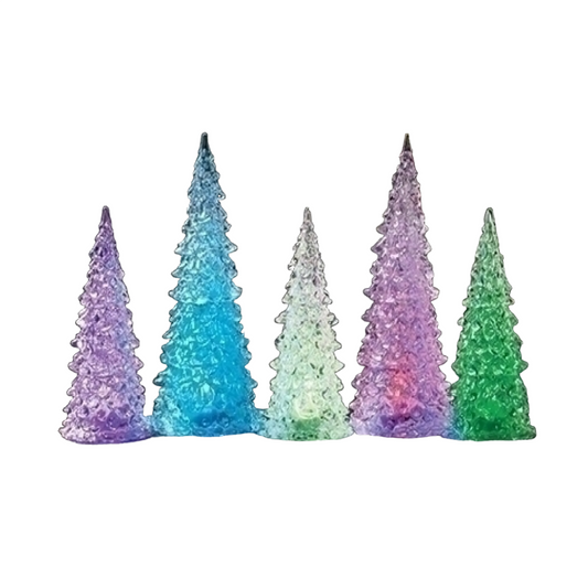 Roman Lighted 7" to 9" Multi Changing Color Christmas Trees Set of 5