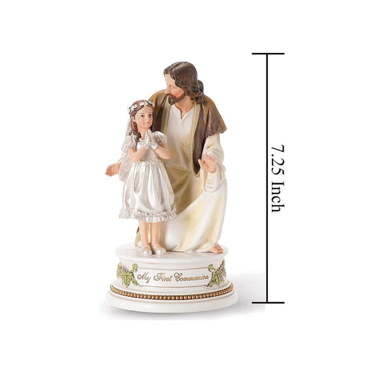 Girls First Communion Musical Figurine with Jesus