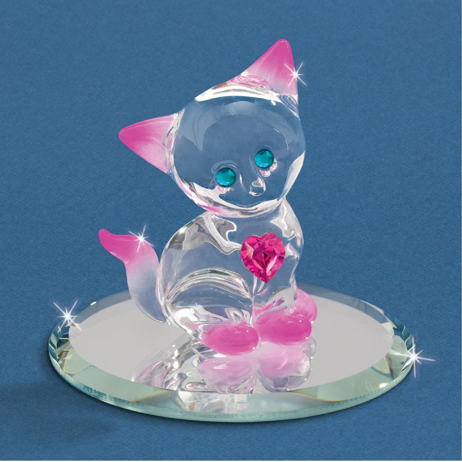 Glass Baron Crystal Kitty Heart Figurine
