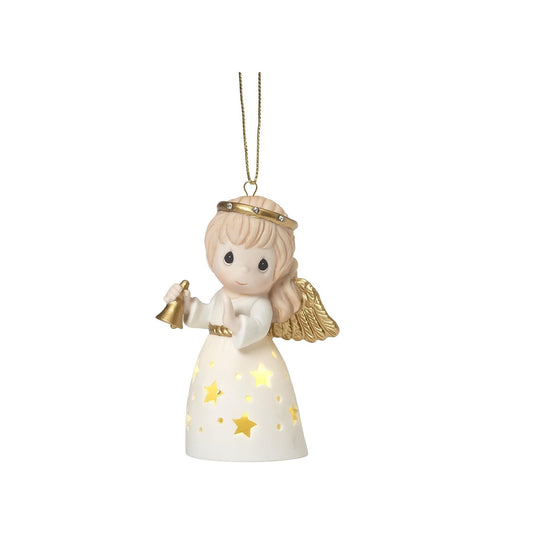 Precious Moments LED Angel with Hand Bell Ornament