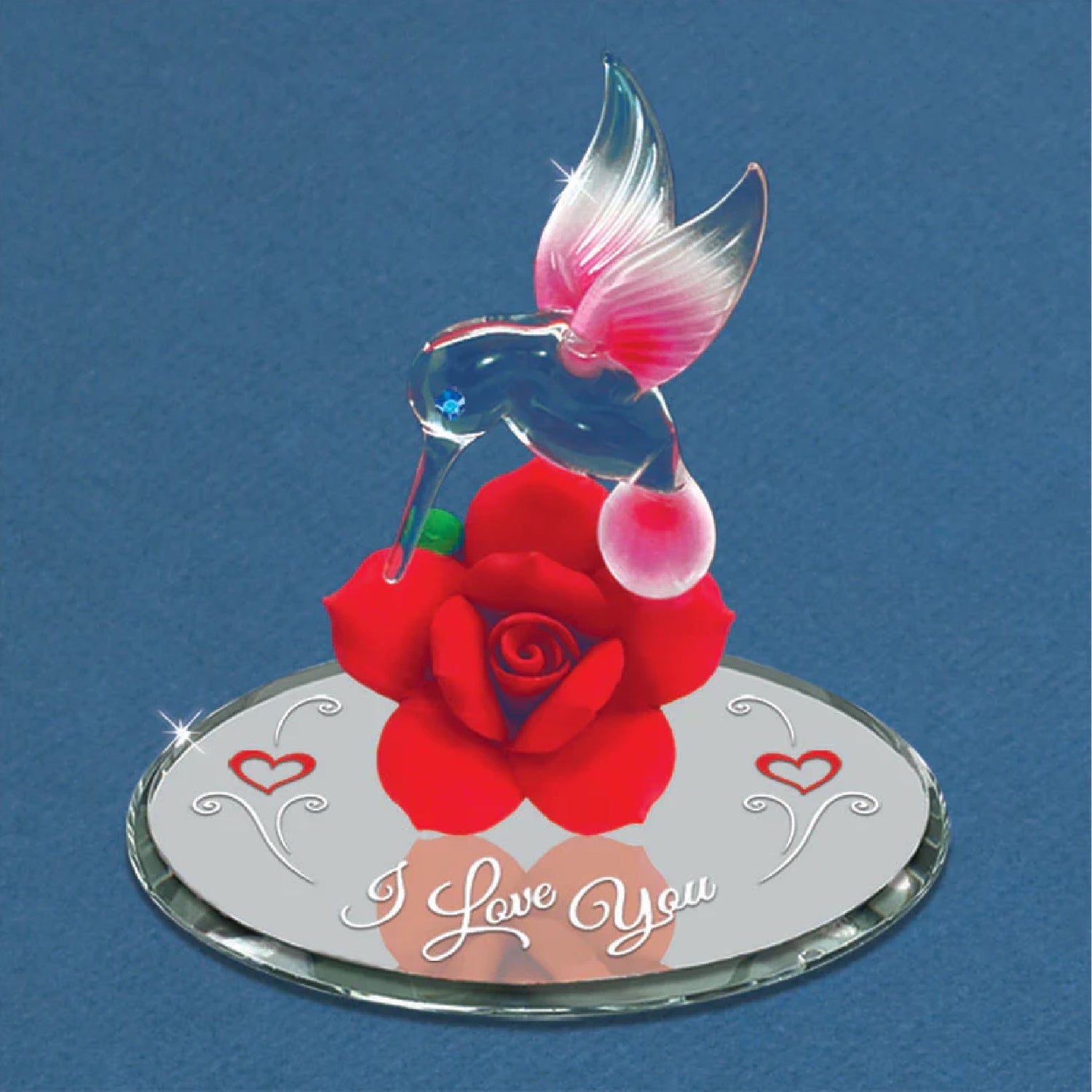 Glass Baron Hummingbird "I Love You" Figurine