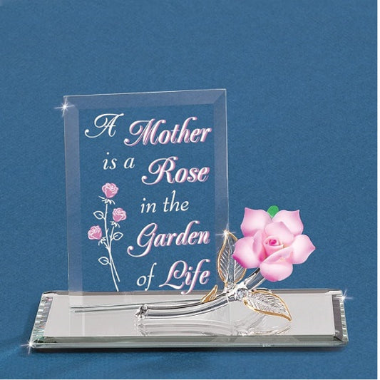 Glass Baron Mom Garden Of Life Pink Rose Figure Plaque